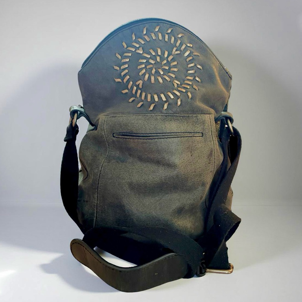 The Sak Gray Suede Shoulder Bag with Woven Design